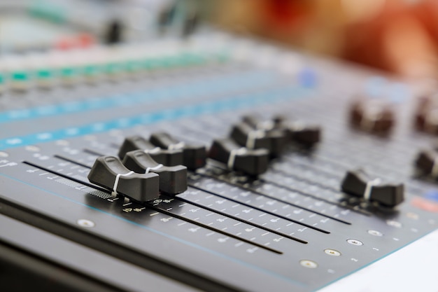 The audio equipment, the control panel of a digital studio mixer sound control