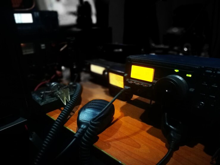 Photo audio equipment on table