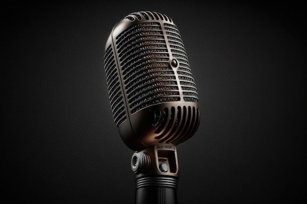 An audio microphone isolated on a black background