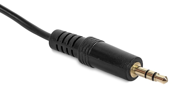 Audio mini-jack plug op witte achtergrond