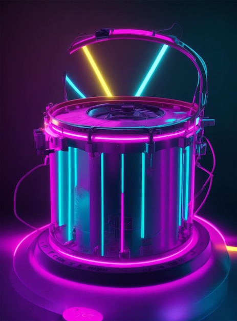 Audio speaker with multicolored lights 3d illustration horizontal