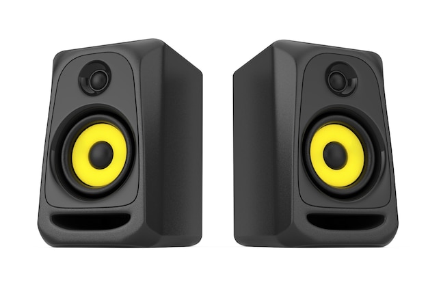 Audio Studio Acoustic Speakers on a white background. 3d Rendering