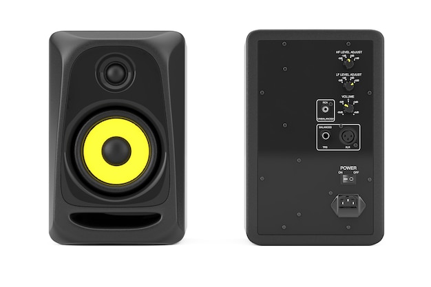 Audio Studio Acoustic Speakers on a white background. 3d Rendering