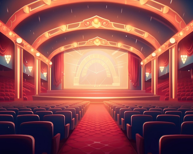 The auditorium at the movie theater was empty Illustration Generative AI