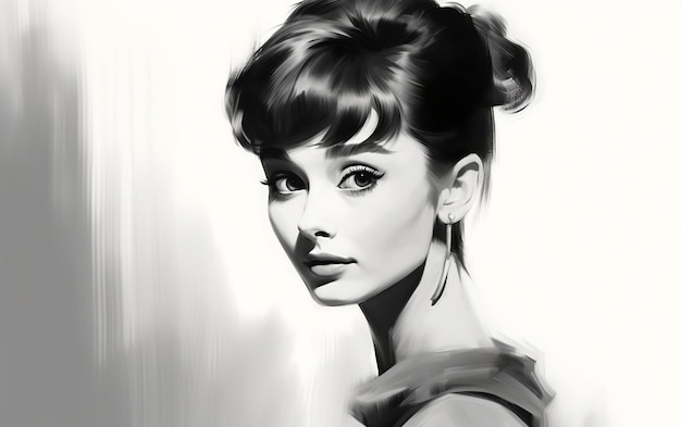 Audrey Hepburn Portrait in Expressive Sketch Style Generative AI