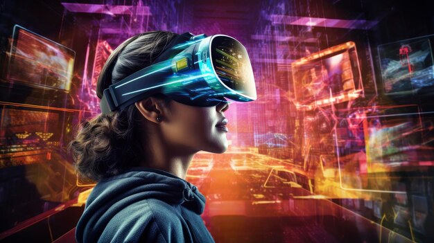 Augmented reality gaming advanced technology innovative immersive entertainment digital overlays futuristic play Created with Generative AI technology