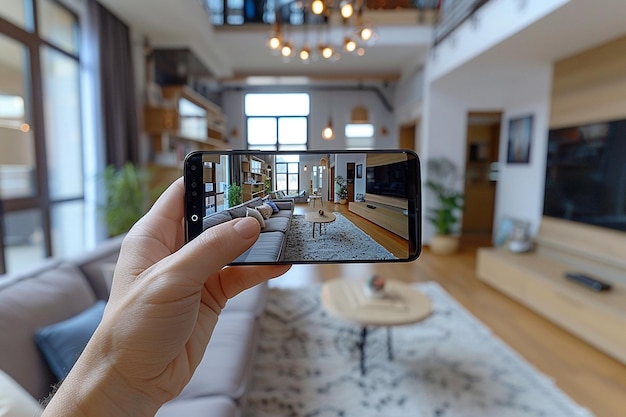 Augmented reality mockup van interieurontwerp gemaakt met Generative AI