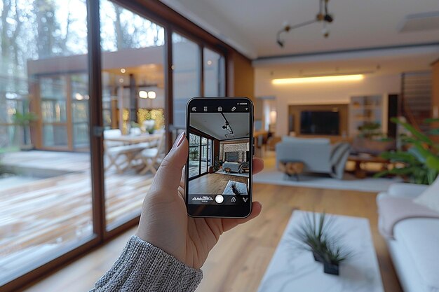 Augmented reality mockup van interieurontwerp gemaakt met Generative AI