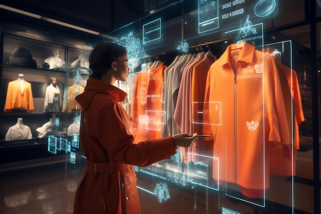 Augmented reality technology concept applied to the fashion industry providing immersive and innova