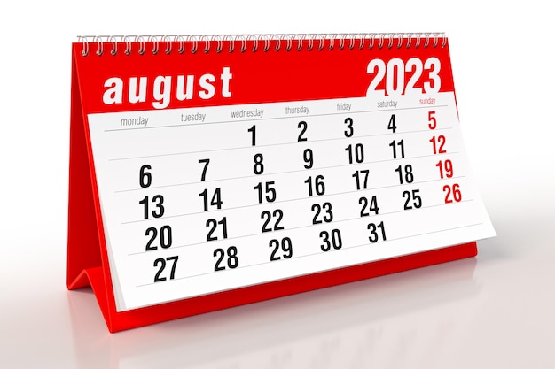 Calendar On White Background. 1 August. 3D Illustration. Stock Photo,  Picture and Royalty Free Image. Image 29626508.