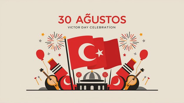 Photo august 30 victory day celebration banner design zafer bayrami generative ai