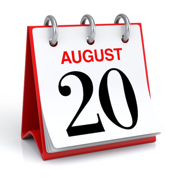 Rendering 3d del calendario di agosto