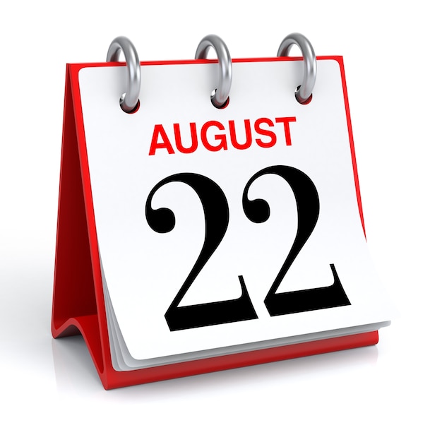 August Calendar 3D rendering