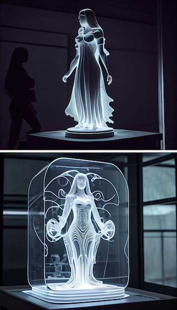 Aulpture of a woman in a glass box