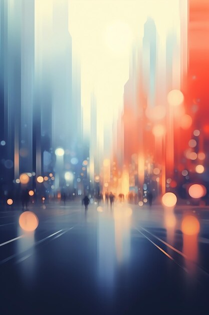 Photo aura blurry simple abstract illustration of city landscape cold colours round blur ai generative