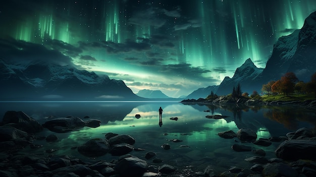 aurora_borealis_and_silhouette_of_стоящего_человека_лофота