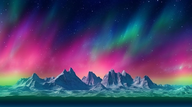 aurora borealis over arctic mountain