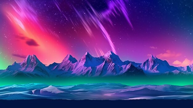 aurora borealis over arctic mountain