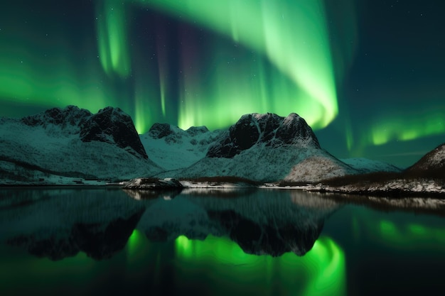 Aurora Borealis boven Lofoten Generative AI