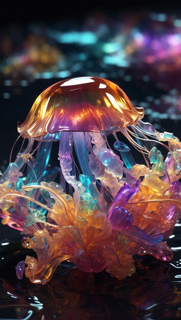 Photo aurora borealis colors some fantastically luminescence beautiful crystal jellyfish