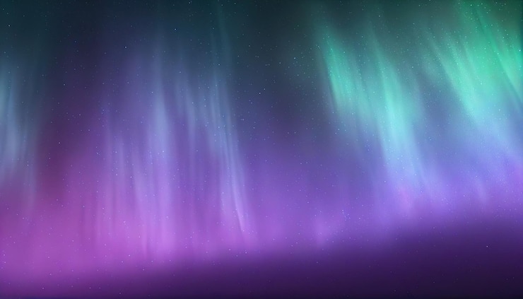 Photo aurora borealis over a dark purple background