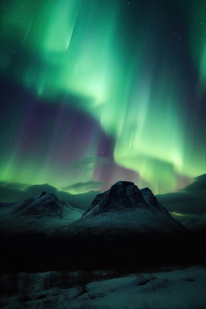 The aurora borealis in far north iceland sky and mountains wallpaper