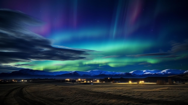 Photo aurora borealis and idre mountain lights captivating sky in iceland