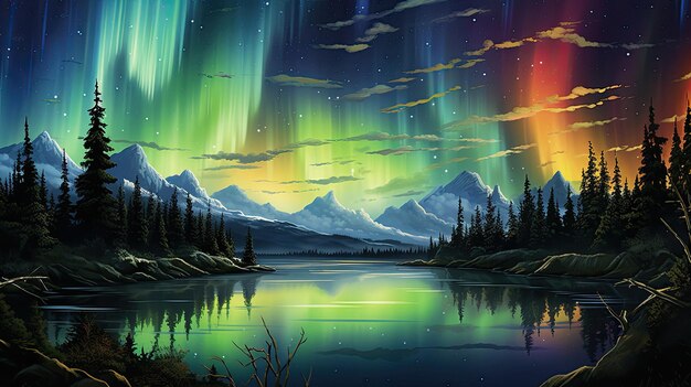 Premium AI Image | aurora borealis over a lake