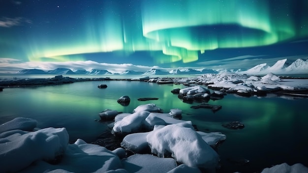 aurora borealis over a lake