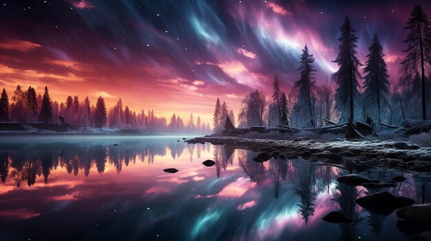 Premium AI Image | aurora borealis landscape