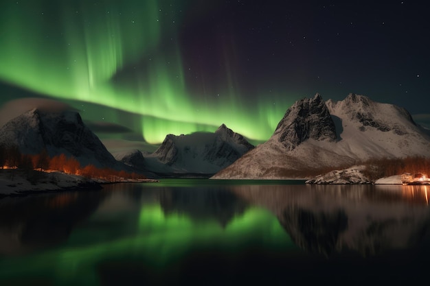 Aurora Borealis over Lofoten Generative AI