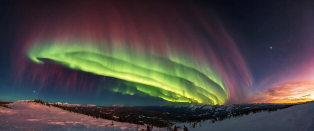 Aurora Borealis night sky panoramic landscape wallpaper