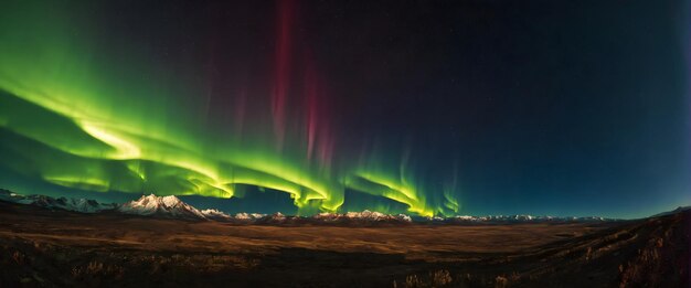 Foto carta da parati panoramica del cielo notturno dell'aurora borealis