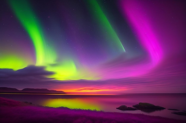 Aurora borealis in the night sky