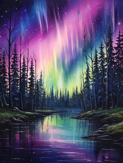 aurora borealis over a river.