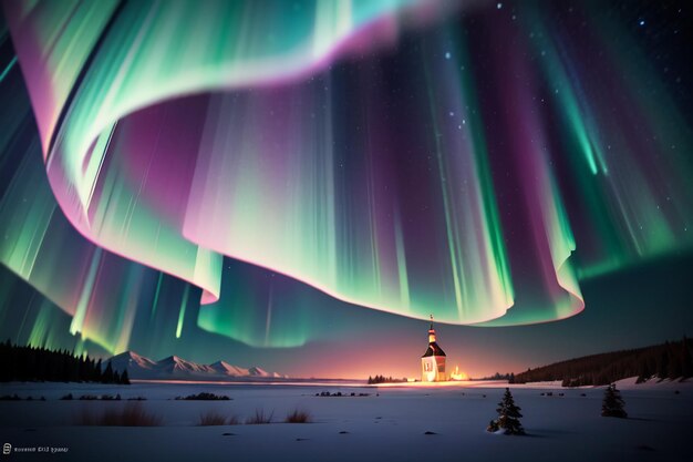 Aurora borealis and southern lights beautiful gorgeous aurora wallpaper background illustration