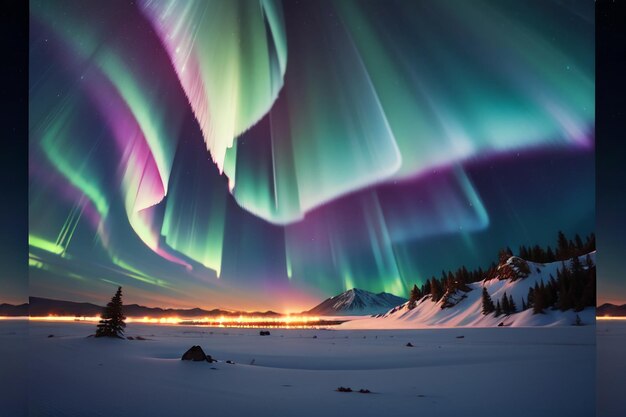 Aurora borealis and southern lights beautiful gorgeous aurora wallpaper background illustration