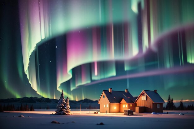 Aurora borealis and southern lights beautiful gorgeous aurora wallpaper background illustration