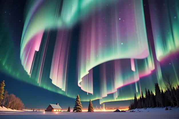 Aurora borealis and southern lights beautiful gorgeous aurora wallpaper background illustration