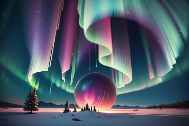 Aurora borealis and southern lights beautiful gorgeous aurora wallpaper background illustration