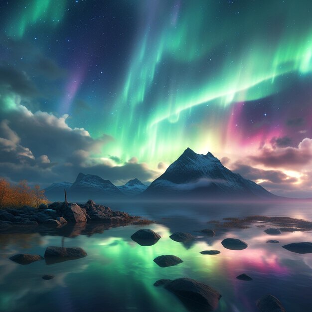 Photo aurora borealis