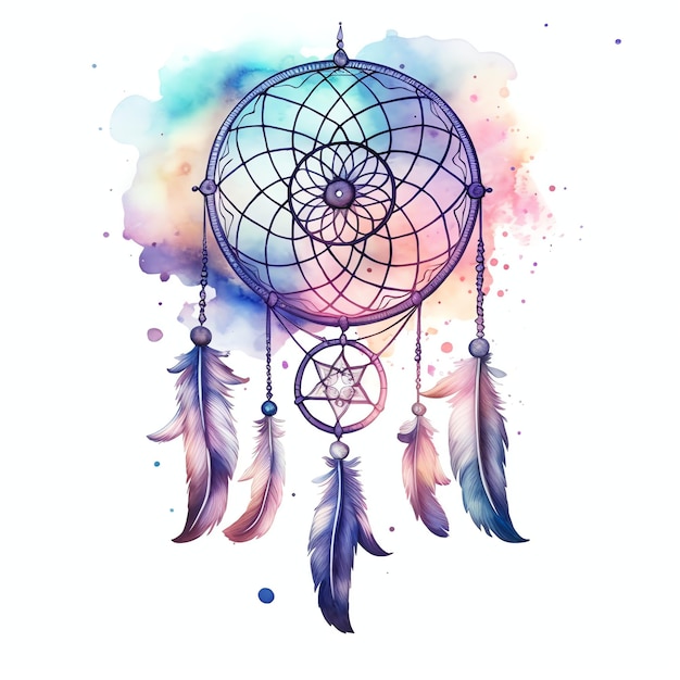 Aurora Dreamcatcher Fantasy Sky Night gazing watercolor