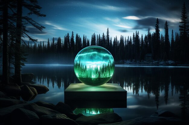 Aurora of the Earth globe photo