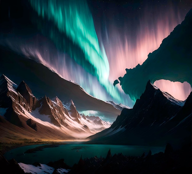 Aurora Mountain Landscape