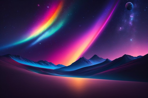 Aurora over the mountains wallpaper