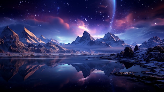 Photo aurora over mountains