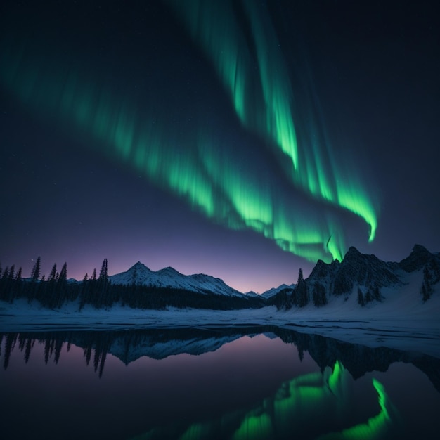 aurora in the mountains