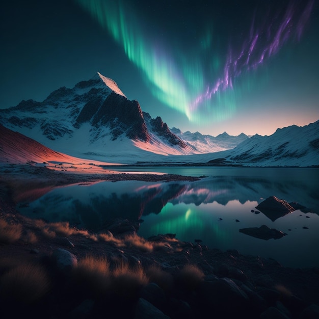 aurora in the mountains