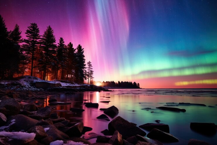 Foto aurora ontwaakt op nieuwjaarsdag foto