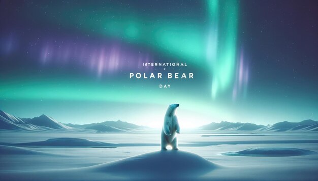 Aurora Over Polar Bear in Arctic